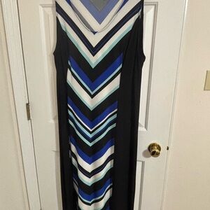 Kim Rogers Black and Blue Chevron Maxi Dress